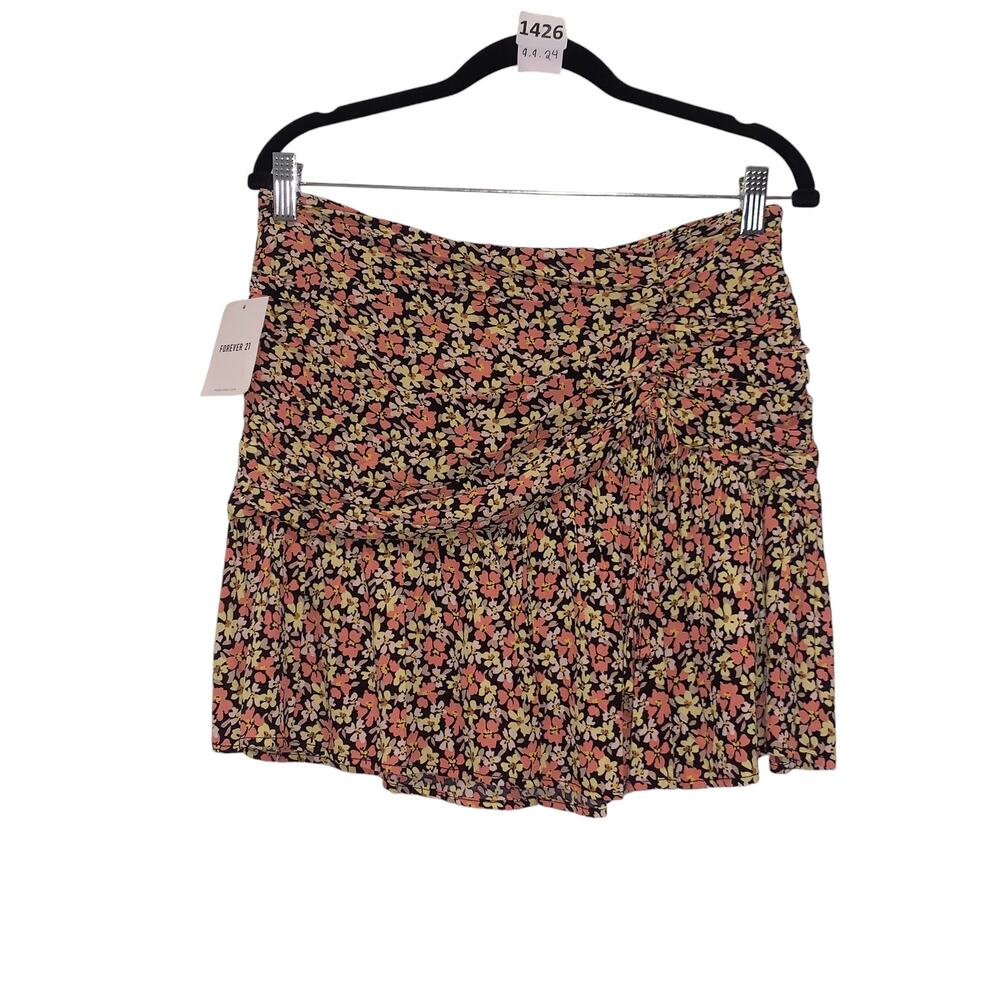 NWT Tie Up Skirt Short Floral Print Forever 21 L Floral Multicolor